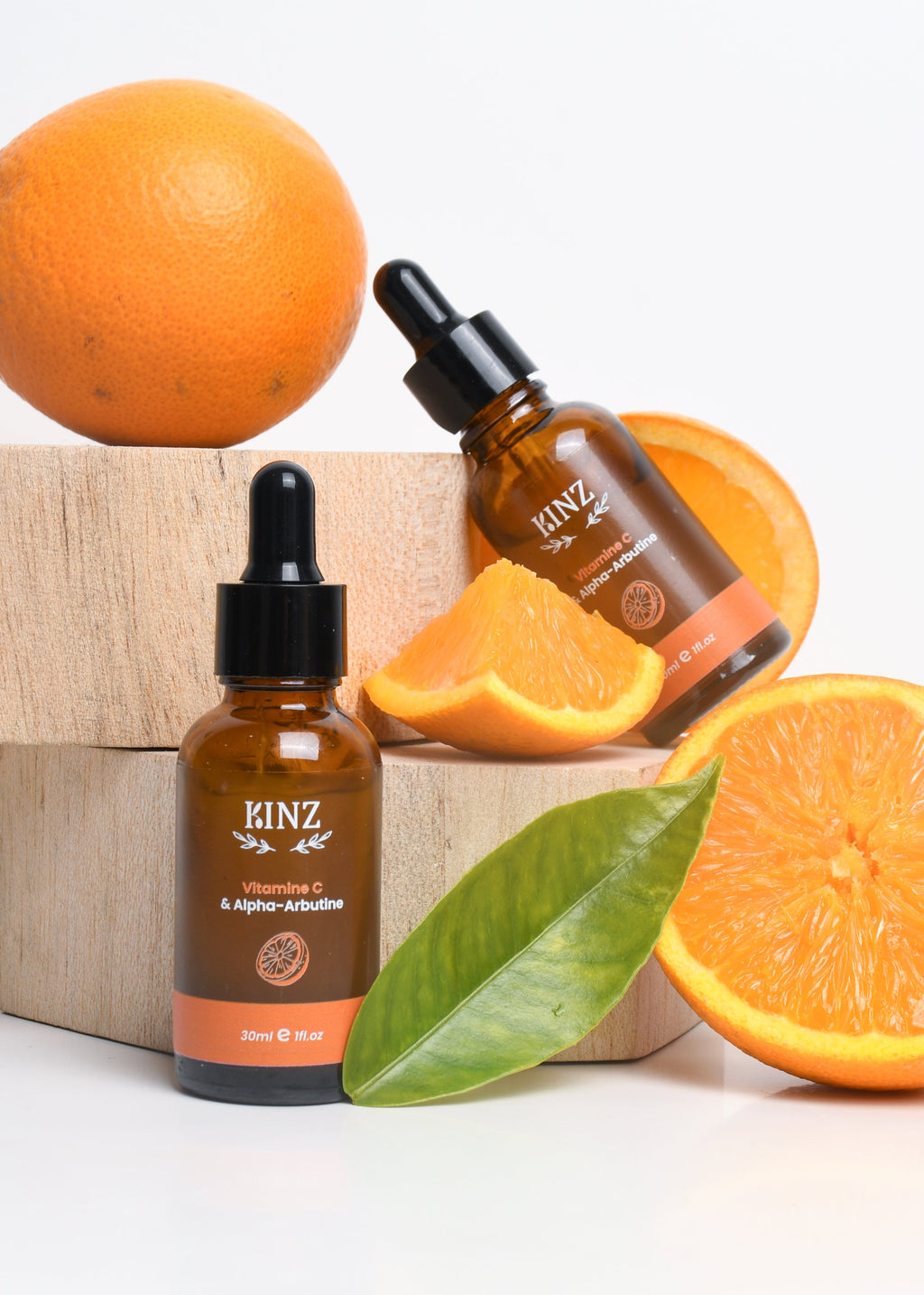 Sérum éclat Kinz vitamine C 15% et alpha-arbutine, 30 ml pour unifier le grain de peau