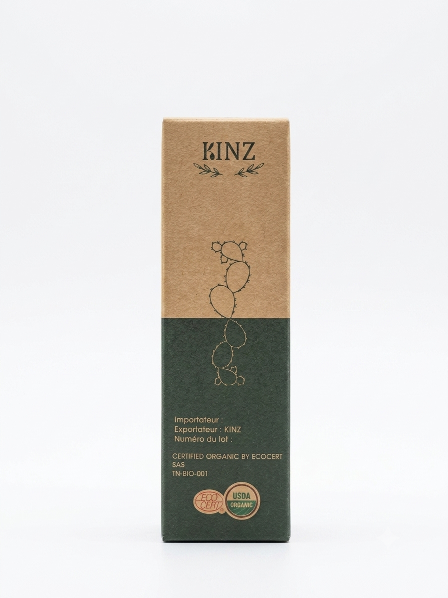 Huile de pépins de figue de barbarie bio Kinz, flacon 30 ml certifié Ecocert, riche en vitamine E
