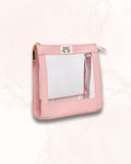 Trousse de beauté rose clair réutilisable signée Kinz, format voyage pour vos cosmétiques