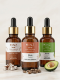 Trio d'huiles capillaires Kinz : ricin, avocat bio et coco bio pour un bain d'huile fortifiant