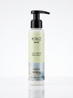 Flacon de lait de corps Kinz au jasmin 125 ml, hydratation fondante au collagène marin