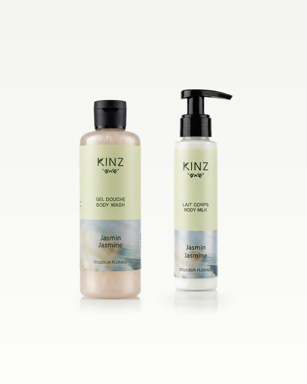 Kinz Floral Jasmine Duo: shower gel and body lotion with a jasmine scent