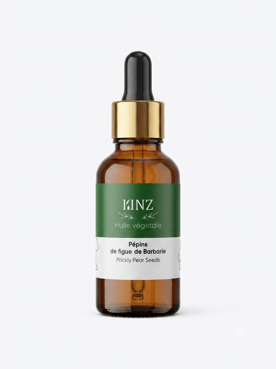 Flacon d'huile de pépins de figue de barbarie bio 100% pure anti-âge Kinz
