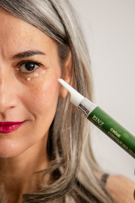 Tube de crème contour des yeux Kinz 18 ml à la caféine et à l'acide hyaluronique