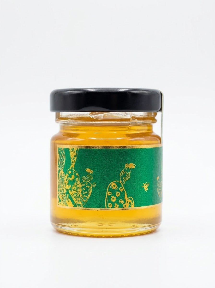 Pot de miel rare des fleurs de figuier de Barbarie Kinz 40 g, vue de profil gauche